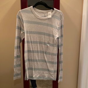 Gap size large grey and mint green striped long sleeved T-shirt
